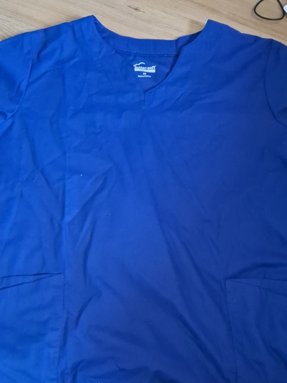 butter-soft Originals Women's 2-Pocket V-Neck Scrub Top Blue 2X